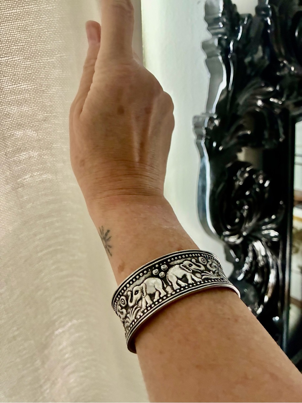 Silver Elephant Cuff Bracelet for Women